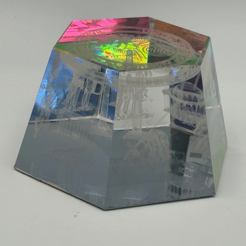Washington DC Laser Etched Dichroic Glass‎ Paperweight Landmarks 3D Souvenir
